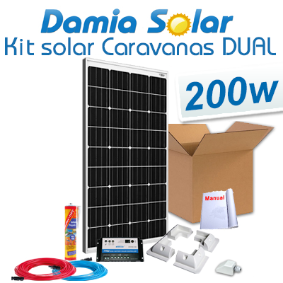 Kit solar completo para autocaravanas 200W Dual para cargar 2 baterias