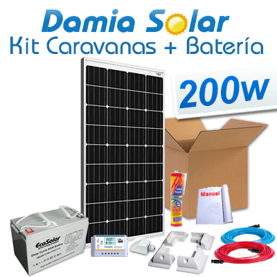 Kit Solar Completo Para Autocaravanas 200W + Bateria Agm