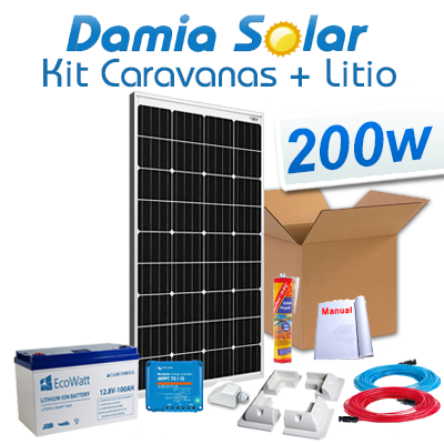 Kit solar completo para autocaravanas 200W + Bateria Litio