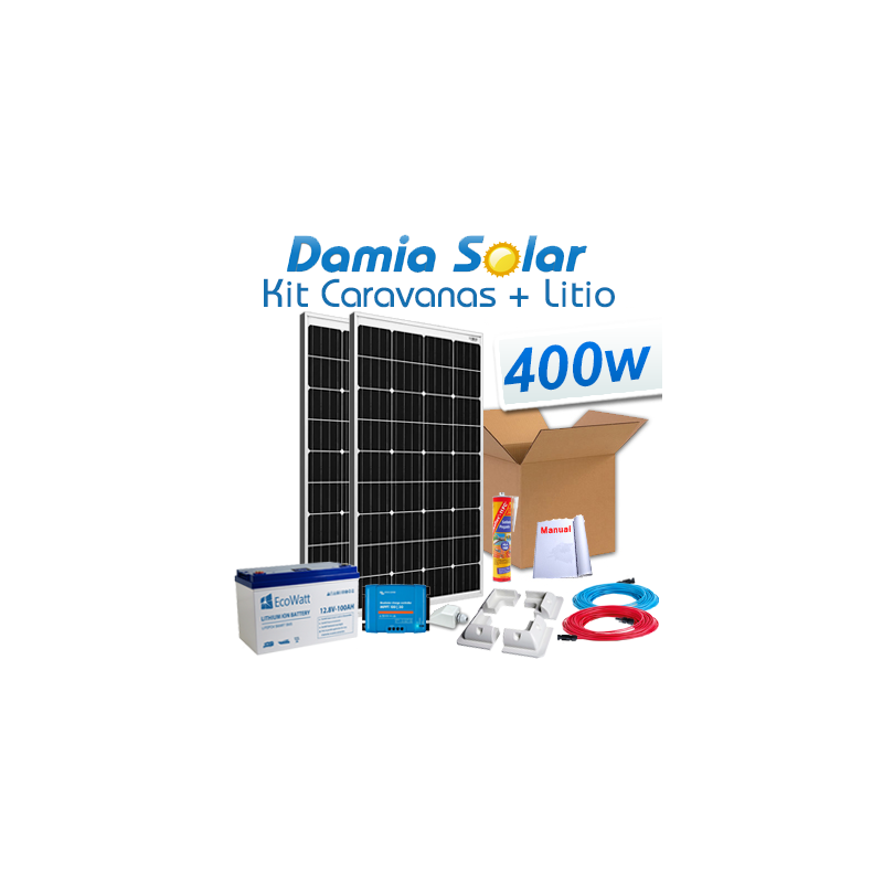 Kit solar completo para autocaravanas 400W + Bateria de lítio