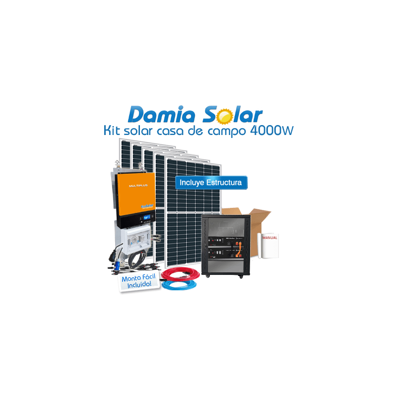 Kit Solar 4000W Uso Diario Litio para casa de campo