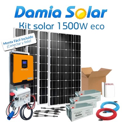 Kit Solar 1500W ECO Fins de semana Onda Pura e Carregador: Tv, Microondas,  Frigorífico,