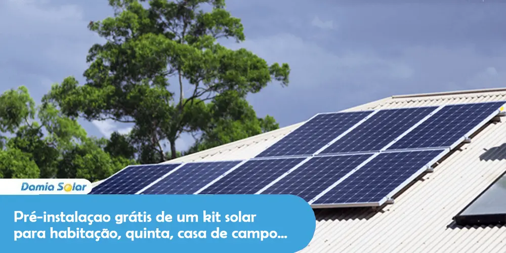 Pré-instalaçao grátis de um kit solar para habitação, quinta, casa de campo…