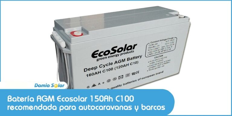 Batería AGM Ecosolar 150Ah C100, recomendada para autocaravanas y barcos