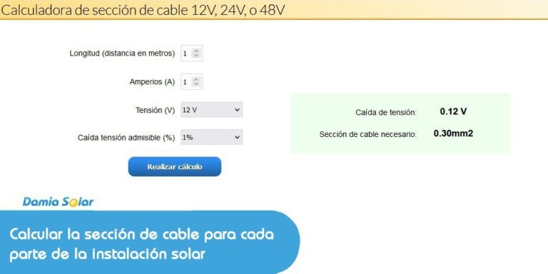 Como calcular la sección o grosor de cable en mi instalación solar?