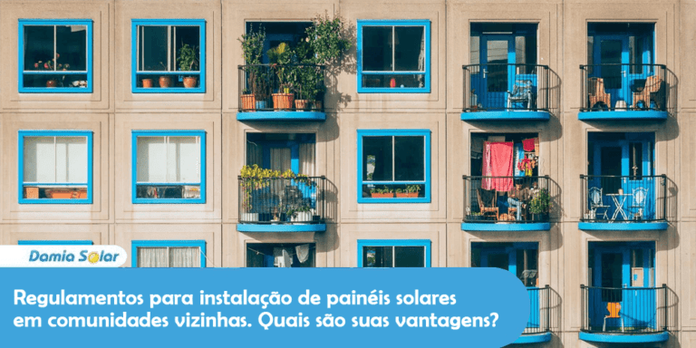 Quais são os regulamentos e os passos a seguir para instalar painéis solares numa comunidade vizinha?