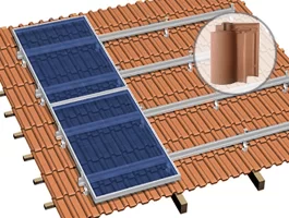 Estructura coplanar para tejado inclinado de 30 a 45 grados de teja plana / semiplana